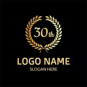 Celebration Logo Golden Branch and 30th Anniversary logo design