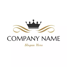 Prince Logo Golden Branch and Black Crown logo design