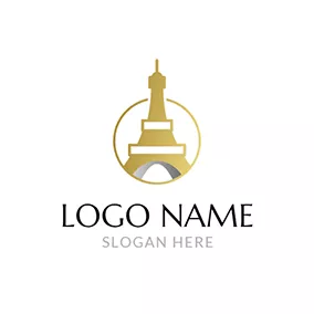 Reise- Und Hotellogo Golden Circle and Eiffel Tower logo design