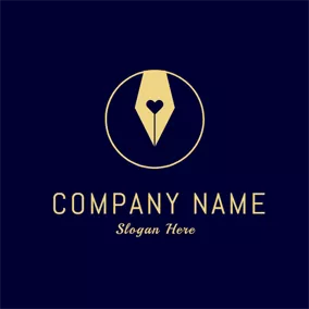 Writing Logo Golden Circle and Pen Point logo design