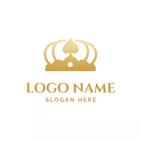 Gambling Logo Golden Crown and Poker Ace logo design