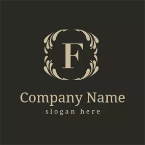 Letter Logo Golden Decoration and Letter F logo design
