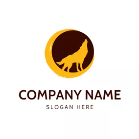 Wolf Logo Golden Eclipse and Howling Wolf logo design