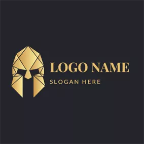 Gladiator Logo Golden Geometric Warrior Head logo design