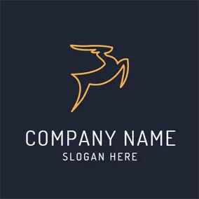 Moose Logo Golden Jumping Deer logo design