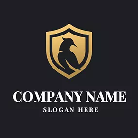 盾牌Logo Golden Shield Woodpecker Outline logo design
