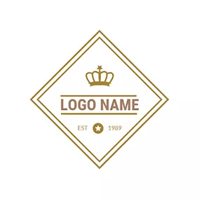 Abstract Logo Golden Square and Crown logo design