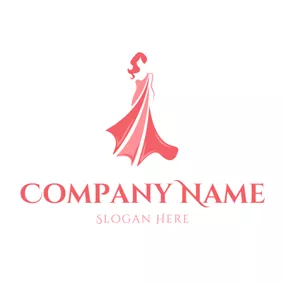Fashion & Beauty Logo Graceful Woman and Red Skirt logo design