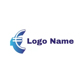 Finance & Insurance Logo Gradient Blue 3D Euro Sign logo design