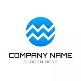 Aquarius Logo Gradient Blue Circle and Aquarius Sign logo design