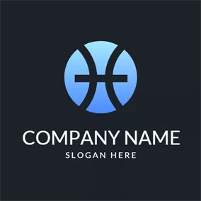 Pisces Logo Gradient Blue Circle and Pisces Sign logo design