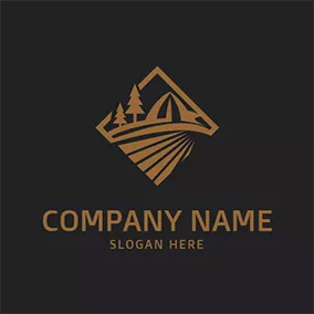Camping Logo Grassland Tent Mountain and Camping logo design