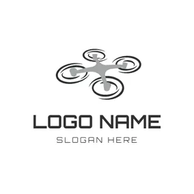 Flugzeuglogo Gray and Black Quadrocopter logo design