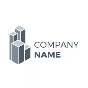 Construction Logo Gray and Blue Mansion logo design