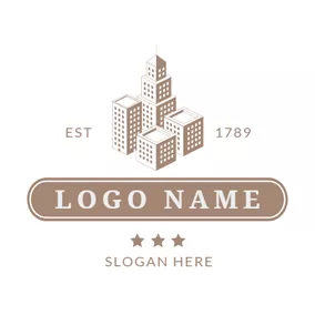 Construction Logo Gray and Brown Mansion logo design