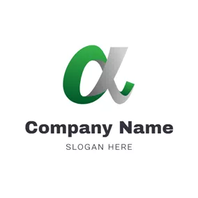 Alpha Logo Gray and Green Alpha Symbol logo design
