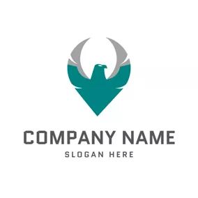 Emblem Logo Gray and Green Eagle logo design