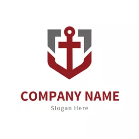 Anker Logo Gray and Red Anchor Icon logo design