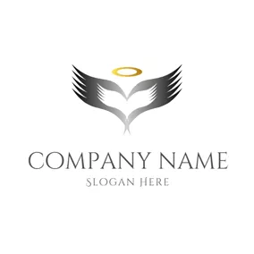 Angel Logo Gray and White Angel Wing logo design