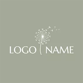 Dandelion Logo Gray and White Dandelion logo design