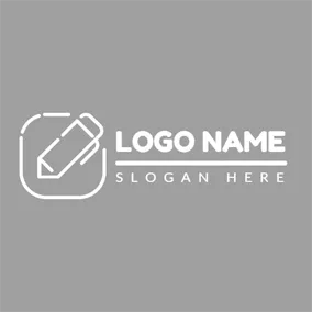 Writing Logo Gray and White Pen logo design