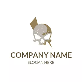 Zombie Logo Gray and White Skull Icon logo design