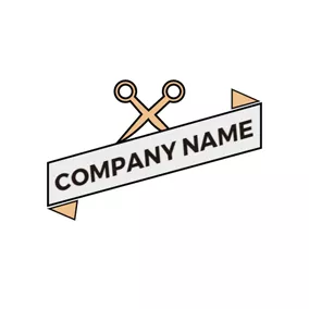 Scissors Logo Gray Banner and Yellow Scissor logo design