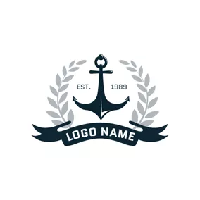 Anker Logo Gray Branch and Blue Anchor logo design