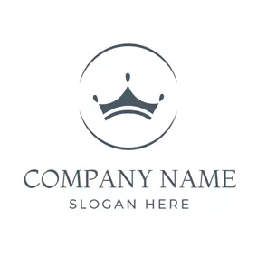 时尚品牌Logo Gray Circle and Crown logo design