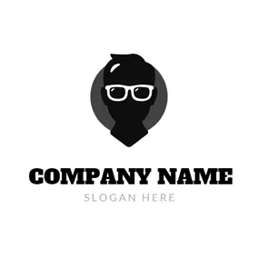 Gray Circle and Hipster logo design