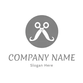 Scissors Logo Gray Circle and White Scissor logo design