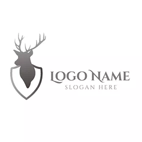 鹿Logo Gray Deer Head Badge Icon logo design