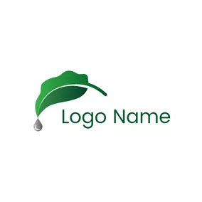 Spring Logo Gray Drop and Green Leaf logo design