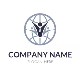 Business & Consulting Logo Gray Earth and Internet logo design