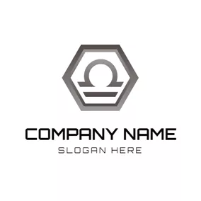 Libra Logo Gray Hexagon and Libra Sign logo design