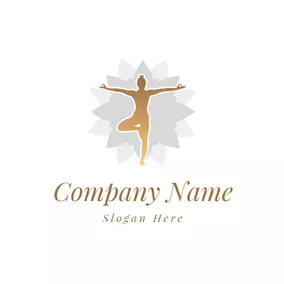 Lotus Logo Gray Lotus and Yoga Woman logo design
