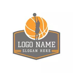 Club Logo Gray People and Yellow Basketball logo design