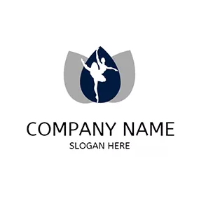 Logo De La Danse Gray Petal and Ballet Dancer logo design