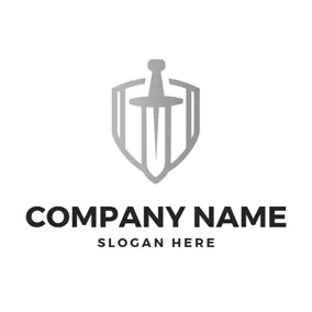 Sword Logo Gray Shield and Sword logo design