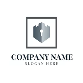 Logótipo Segurança Gray Square and Rampart logo design