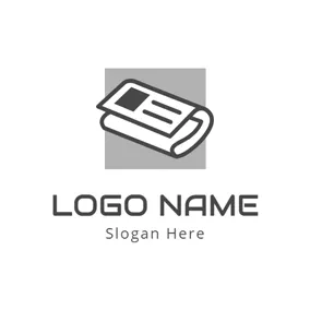 Paper Logo Gray Square and White Newspaper logo design