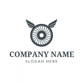 Rad Logo Gray Wheel and Wings logo design