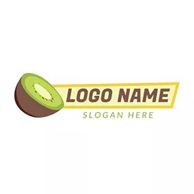 Kiwi Logo Green and Beige Half Kiwi logo design