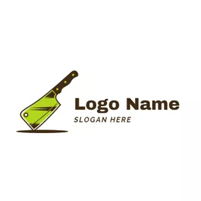 Rustic Logo Green and Black Kitchen Knife logo design