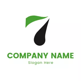 Seven Logo Green and Black Number Seven logo design