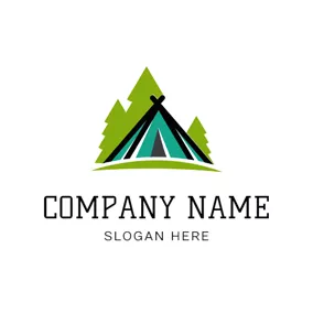 Tent Logo Green and Black Tent logo design