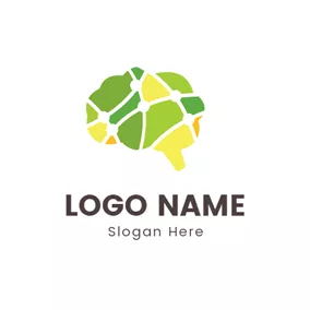Brain Logo Green and Blue Brain logo design