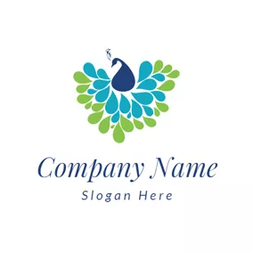 Peacock Logo Green and Blue Peacock logo design