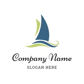 Transportation Logo Green and Blue Sail logo design