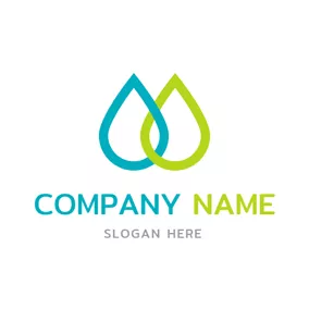 Emblem Logo Green and Blue Water Drop logo design